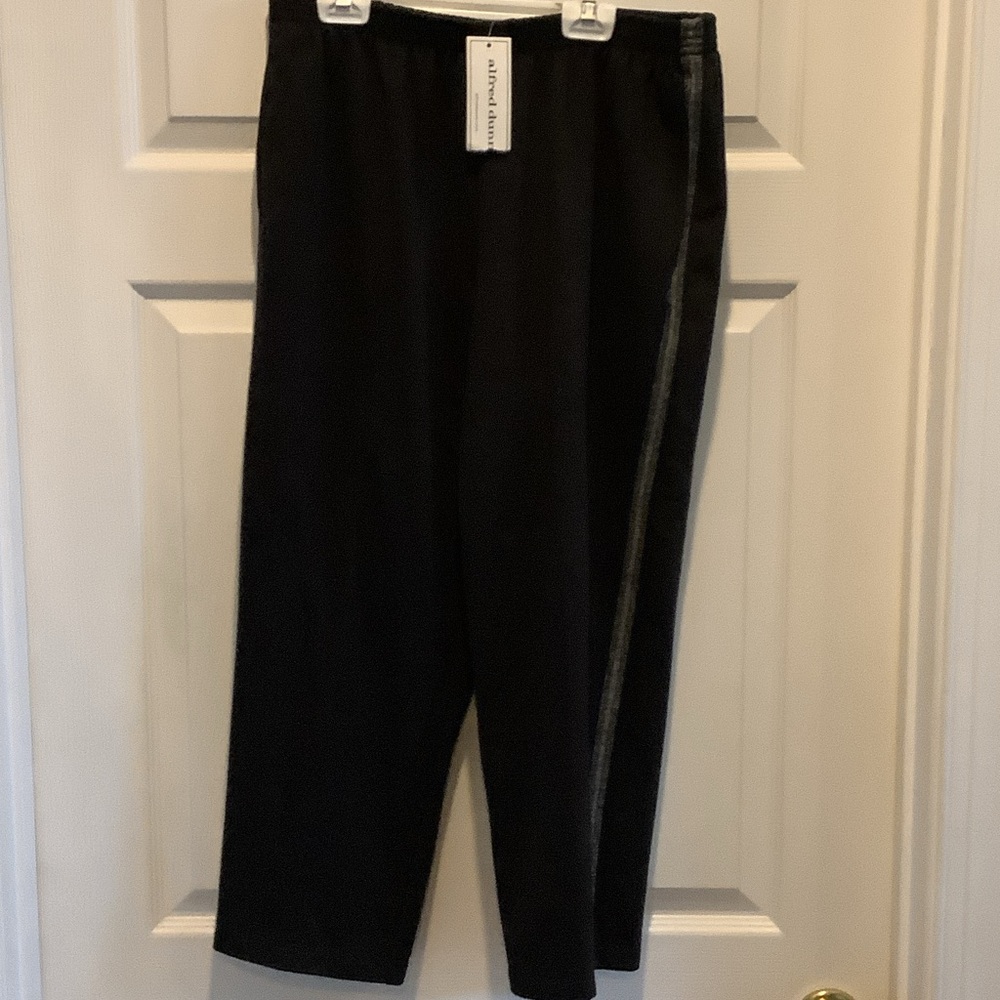 Alfred Dunner Black Capris with Gray Stripe